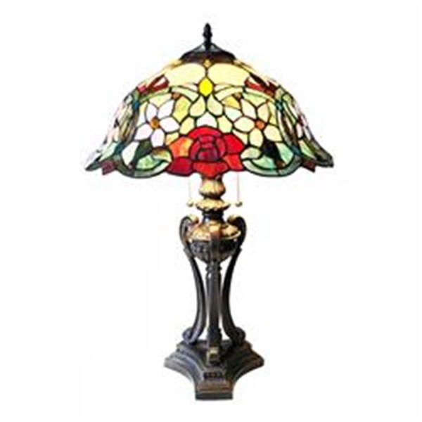 Chloe Lighting 26 in. Piper Tiffany-Style Floral Stained Glass Table Lamp, Antique Bronze CH1T231RF17-TL2 - main